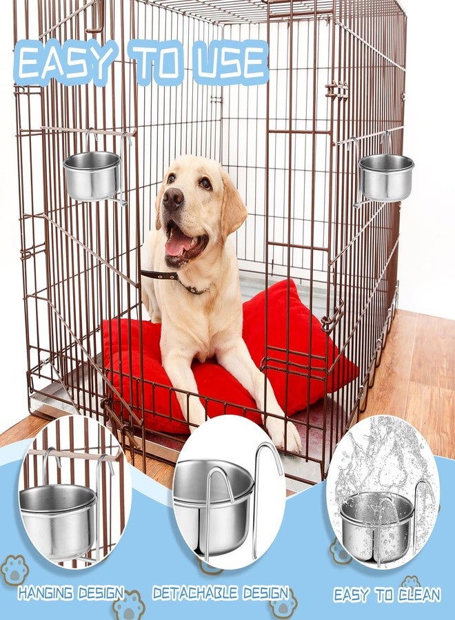 Layhit 6 Pcs 10 oz Kennel Pet Hanging Bowl Stainless Steel Coop Cup with Hanger None Spill Dog Crate Water Bowl Kennel Dog Rabbit Food Dish for Cage Cats Birds Chicken Reptiles - Image 2